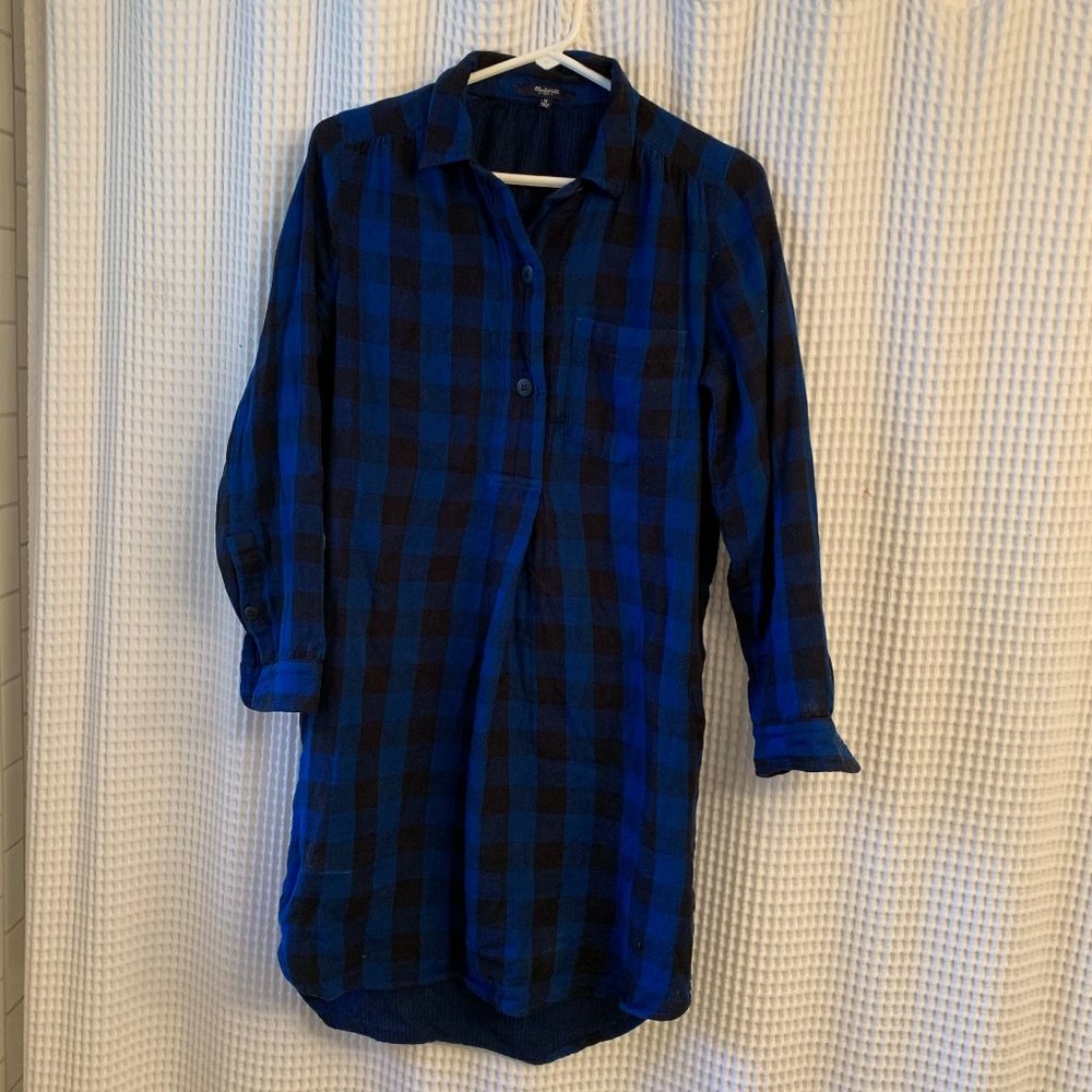 Madewell Plaid Flannel Shirtdress w Pockets